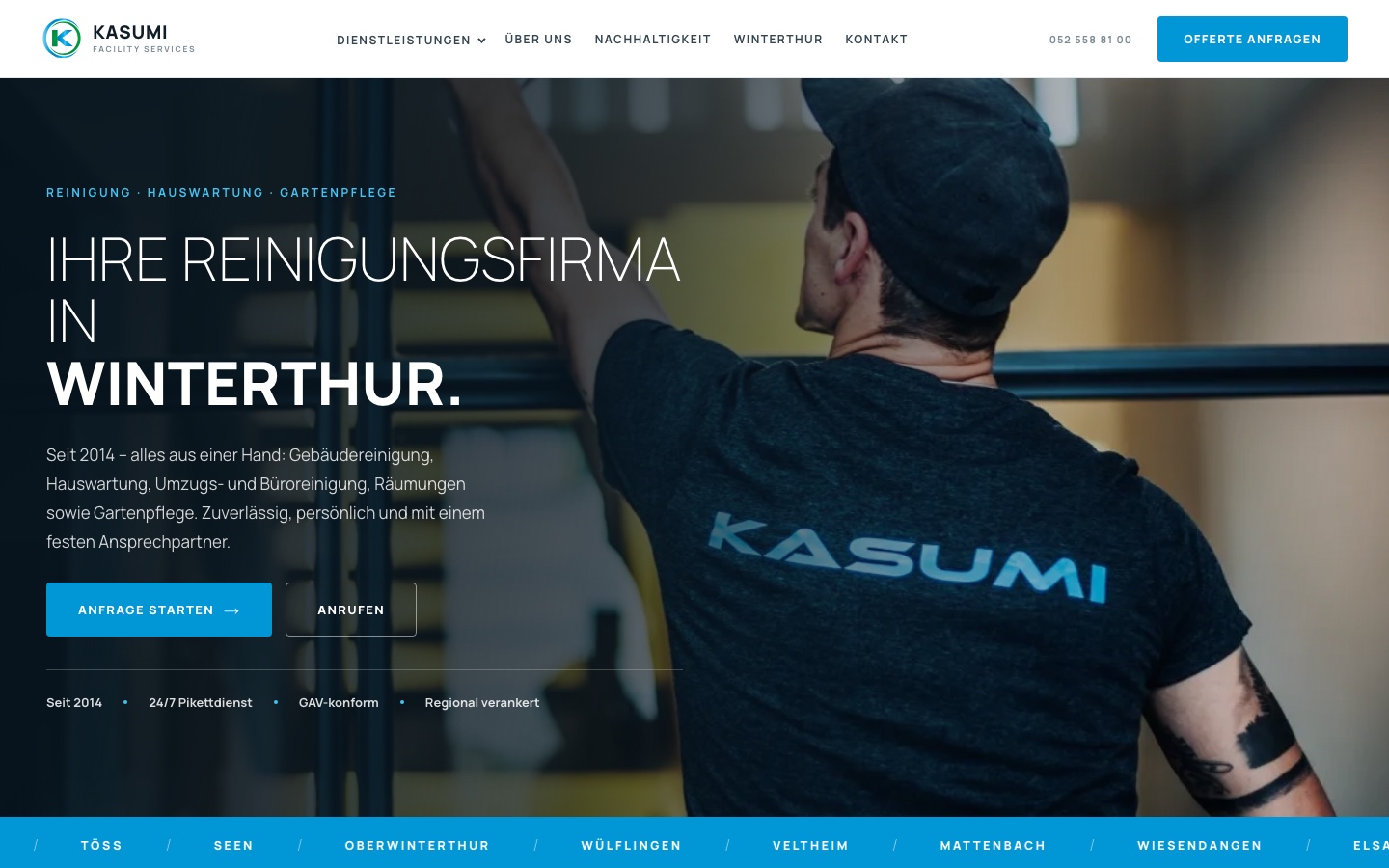 Strona internetowa Kasumi Facility Services zaprojektowana przez Octo Labs